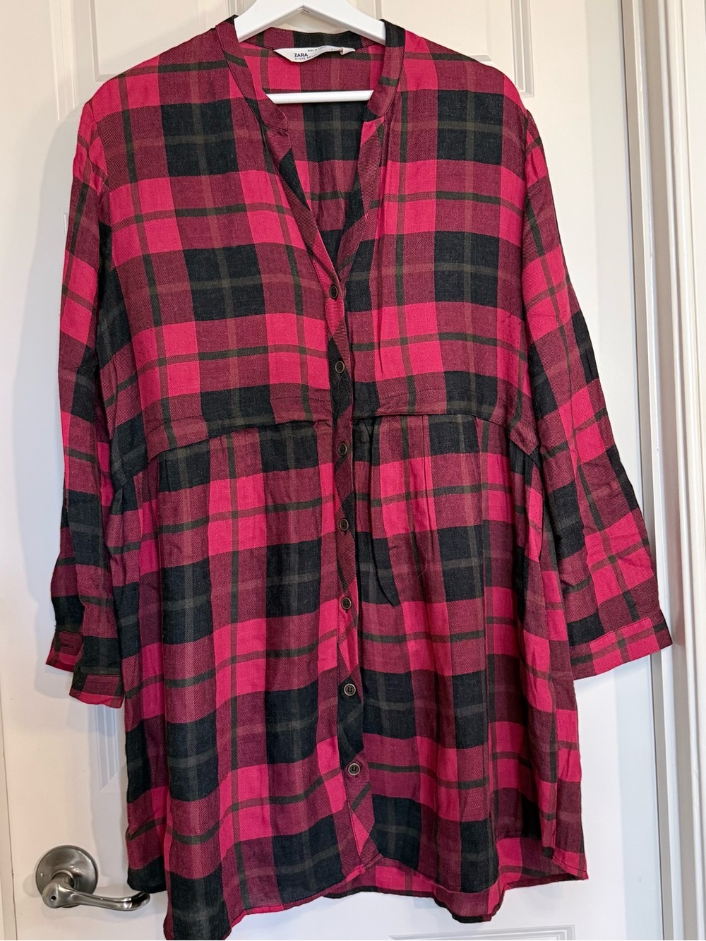 Zara Redand Black Plaid Button-Down Tunic/ Dress